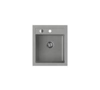 VBChome Fregadero de granito gris de 43 x 50 cm para empotrar con sifón