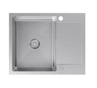 VBChome Fregadero empotrable de acero inoxidable 60 x 48 cm - Fregadero grande con escurridor, 2 agujeros para grifo, sifón incluido - Fregadero de cocina para armario bajo de 45 cm