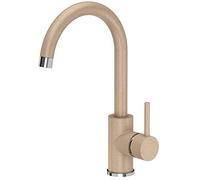 VBChome Grifo de fregadero beige de acero inoxidable giratorio 360° con granito salpicado, grifo de cocina monomando, batería de fregadero, fregadero, mezclador, frío-calor, batería de lavabo para