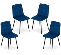 VBChome Juego de 4 sillas de comedor, color azul marino, cocina, salón, oficina, silla con respaldo, estructura de metal, silla acolchada de terciopelo, azul marino