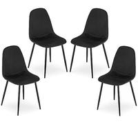 VBChome Juego de 4 sillas de comedor, sillas de cocina, sillas de salón, silla de oficina, silla con respaldo, estructura de metal, silla tapizada, color negro