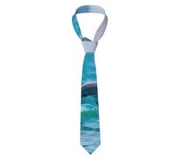 Vbcxza Elegante corbata para hombre con estampado de delfines en el mar, corbata similar a la seda para hombre, 57 pulgadas de largo x 3.1 pulgadas de ancho