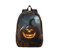 Vbcxza Mochila de lona con estampado de calabaza fantasma de Halloween, tamaño mediano y pequeño, perfecta para senderismo, viajes y uso diario, Black, S, Mochilas rucksack