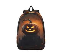 Vbcxza Mochila de lona con estampado de calabaza fantasma de Halloween, tamaño mediano y pequeño, perfecta para senderismo, viajes y uso diario, Black, S, Mochilas rucksack