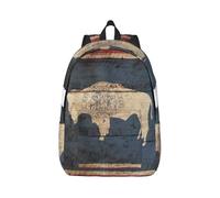 Vbcxza Mochila de lona con estampado de mapa de la bandera del estado de Wyoming, tamaño mediano y pequeño, perfecta para senderismo, viajes y uso diario, Black, S, Mochilas rucksack