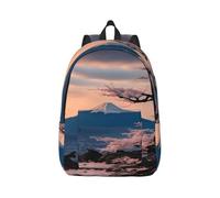 Vbcxza Mochila de lona con estampado de paisaje Japan Mount Fuji, tamaño mediano y pequeño, perfecta para senderismo, viajes y uso diario, Black, S, Mochilas rucksack