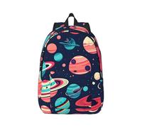 Vbcxza Mochila de lona con estampado de planetas espaciales, tamaño mediano y pequeño, perfecta para senderismo, viajes y uso diario, Black, M, Mochilas rucksack