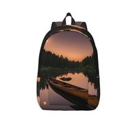 Vbcxza Moonlit Canoe Allagash River - Mochila de lona, tamaño mediano y pequeño, perfecta para senderismo, viajes y uso diario, Black, S, Mochilas rucksack