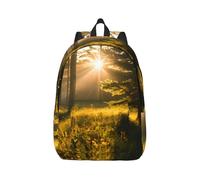 Vbcxza Morning Sunlight In Wilderness - Mochila de lona con estampado de luz del sol, tamaño mediano y pequeño, perfecta para senderismo, viajes y uso diario, Black, S, Mochilas rucksack