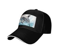 Vbcxza Ocean Dolphin Looking At You - Gorra de béisbol clásica unisex con estampado de delfín, ajustable y elegante con parte superior reforzada, Negro, Talla única