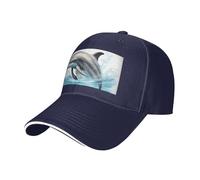 Vbcxza Ocean Dolphin Looking At You - Gorra de béisbol clásica unisex con estampado de delfín, ajustable y elegante con parte superior reforzada, azul marino, Talla única