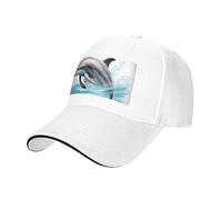 Vbcxza Ocean Dolphin Looking At You - Gorra de béisbol clásica unisex con estampado de delfín, ajustable y elegante con parte superior reforzada, blanco, Talla única