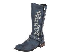 VBEDKDEB Boots Mujer Botas altas hasta la rodilla Botas Largas Mujer Moda Casual Cuero Cremallera Lateral Denim Botas altas hasta la rodilla Botas de agua para mujer Botas de goma cortas, azul, 41 EU
