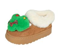 VBEDKDEB Botas de invierno para mujer, botas de nieve, zapatos de invierno, para mujer, Papá Noel, árbol de Navidad, decoración de peluche, botas gruesas, pantuflas de algodón, botas de invierno