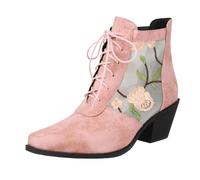 VBEDKDEB Botines de mujer Botas de tobillo Botas de tobillo Moda de mujer de gran tamaño retro Bordado chino mujeres nuevas botas de tobillo botas negras damas, Rosa., 40 EU