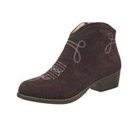 VBEDKDEB Botines de mujer botas de tobillo y botas cortas de moda de invierno botas cortas lado desnudo tirar de tacón grueso botas de mujer botas de vaquero occidental, café, 38.5 EU