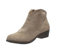 VBEDKDEB Botines de mujer botas de tobillo y botas cortas de moda de invierno botas cortas lado desnudo tirar de tacón grueso botas de mujer botas de vaquero occidental, caqui, 36 EU