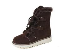 VBEDKDEB Botines de mujer botas tobillo botas nuevo invierno comercio exterior mujeres zapatos de algodón cálido frontera tamaño grande mujeres parte inferior plana color sólido más terciopelo grueso