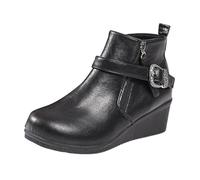 VBEDKDEB Botines Mujer Botas de tobillo Botines Zapatos de madre Antideslizantes, cálidas y cómodas, botas cortas, zapatos de cuero para mujer mediana y anciana, botas cortas de moda, Negro , 37 EU