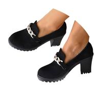 VBEDKDEB Botines para mujer, botas de tobillo gruesas, tacón alto, zapatos de cuero para mujer, zapatos de piel de moda, informales, de ante deslizantes, cuña, botines de lluvia cortos, b, 40 EU