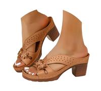 VBEDKDEB Chanclas de cuña para mujer, puntera abierta, tacón de bloque, sandalias elegantes de cuero grueso con tacón de dedo del pie 2025, sandalias informales antideslizantes de verano para