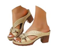 VBEDKDEB Chanclas de cuña para mujer, puntera abierta, tacón de bloque, sandalias elegantes de cuero grueso con tacón de dedo del pie 2025, sandalias informales antideslizantes de verano para