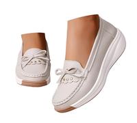 VBEDKDEB Mocasines para mujer, mocasines, planos, con suela gruesa, que aumentan la altura, mocasines de moda con suela suave, zapatos bajos cerrados, zapatos cómodos y cómodos, gris, 42 EU