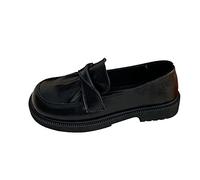 VBEDKDEB Mocasines planos para mujer, mocasines planos, mocasines de pie ancho, estilo británico, color negro, pequeños, zapatos de piel, versátiles, informales, calzados, cómodos, cómodos, Negro