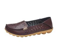 VBEDKDEB Mocasines planos para mujer, mocasines planos, mocasines para mujer, moda de verano, de piel, huecos, informales, un resbalón, transpirables, pequeños, zapatos blancos, cómodos, cómodos y