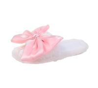 VBEDKDEB Pantuflas de invierno para mujer, cálidas, con encaje abierto y lazo, acolchadas, para el hogar, ropa exterior, algodón, moda, planas, cómodas, pantuflas cálidas, Blanco, 37.5 EU