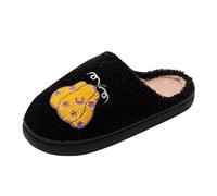 VBEDKDEB Pantuflas de invierno para mujer, cálidas, de felpa, con estampado de Halloween, cálidas, de algodón, a la moda e informales, para casa, con puntera cerrada, pantuflas, D, 39 EU