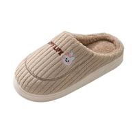 VBEDKDEB Pantuflas de invierno para mujer, cálidas y cálidas con puntera de felpa, lona de algodón, modernas, informales, con impresión, talón abierto, pantuflas para casa, caqui, 39 EU