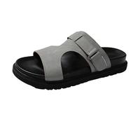 VBEDKDEB Sandalias de verano para mujer, fondo grueso, plano con zapatillas para mujer al aire libre, sandalias de playa de moda con boca de pescado hueco y tacón de rocío, gris, 39 EU