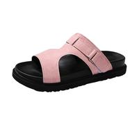 VBEDKDEB Sandalias de verano para mujer, fondo grueso, plano con zapatillas para mujer al aire libre, sandalias de playa de moda con boca de pescado hueco y tacón de rocío, Rosa., 40 EU
