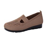 VBEDKDEB Slip On Sneakers Mujer Casual Zapatos Mocasines Mocasines de moda, zapatos de malla transpirables ligeros con puntera cerrada, versátiles y cómodos zapatos negros para mujer, café, 40.5 EU