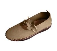 VBEDKDEB Slip On Sneakers Mujer Casual Zapatos Mocasines Mujer Casual Color Sólido Flor Tamaño Grande Pantuflas Cómodas Planas Individuales Zapatos Casuales Zapatos Transpirables Mujer, caqui, 39 EU
