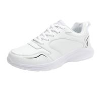 VBEDKDEB Sneaker Damen Sportschuhe Turnschuhe Laufschuhe Damen Sneaker, lässig modisch Muster, einfache einfarbige runde Zehenpartie, Schnürung, Flacher Boden bequem leicht Weisse Sneakers Damen