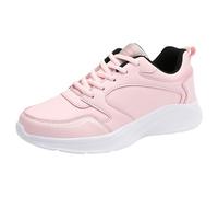 VBEDKDEB Sneaker Damen Sportschuhe Turnschuhe Laufschuhe Damen Sneaker, lässig modisch Muster, einfache einfarbige runde Zehenpartie, Schnürung, Flacher Boden bequem leicht Weisse Sneakers Damen, Rosa