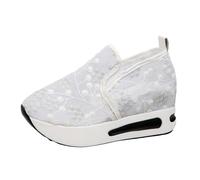 VBEDKDEB Zapatillas blancas para mujer, zapatillas negras para mujer, zapatillas blancas para mujer, zapatillas de verano para mujer, ligeras, cómodas, transpirables, de encaje, bordadas, informales