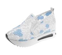 VBEDKDEB Zapatillas blancas para mujer, zapatillas negras para mujer, zapatillas blancas para mujer, zapatillas de verano para mujer, ligeras, cómodas, transpirables, de encaje, bordadas, informales
