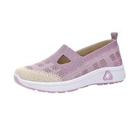 VBEDKDEB Zapatillas de deporte para mujer, transpirables, cómodas, de malla hueca, antideslizantes, parte inferior plana, un pie, estribo, zapatos ligeros, morado, 37 EU