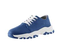 VBEDKDEB Zapatillas de deporte para mujer, zapatillas de deporte, color sólido, encaje, suela gruesa, cómodas, informales, zapatillas deportivas blancas, azul, 37.5 EU