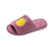 VBEDKDEB Zapatillas de estar por casa de invierno para mujer, cálidas, con encaje abierto y bordado de fresa/sandía, para mujer, Color lila claro., 37.5 EU