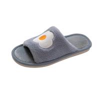 VBEDKDEB Zapatillas de estar por casa de invierno para mujer, cálidas, con encaje abierto y bordado de fresa/sandía, para mujer, gris oscuro, 37.5 EU