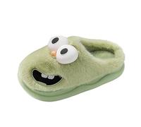 VBEDKDEB Zapatillas de estar por casa de invierno para mujer, cálidas zapatillas con lengua colgante, besos de invierno en 3D, ojos grandes, perro, divertido paquete de dibujos animados, cabeza, eva