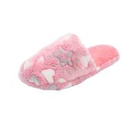 VBEDKDEB Zapatillas de estar por casa para mujer, de invierno, cálidas, con un pie, de algodón, modernas, no posicionables, con estampado de estrella de amor, Rosa., 42 EU