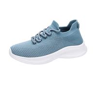 VBEDKDEB Zapatillas deportivas para mujer, zapatillas de correr, modernas, sencillas, monocolor, patrón, malla, transpirables, cómodas, ligeras, informales, zapatillas negras, azul, 37.5 EU