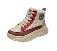 VBEDKDEB Zapatillas deportivas para mujer, zapatillas de correr, zapatillas de deporte modernas y sencillas, informales, suela gruesa y aterciopelada, cálida, alta y casual, estampado Leo, rojo, 38.5