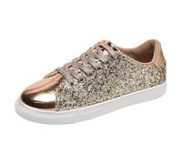 VBEDKDEB Zapatillas deportivas para mujer, zapatillas de correr, zapatillas deportivas, monocolor, cadena de vamp, plataforma decorativa, zapatos casuales, zapatillas para mujer, color azul, dorado