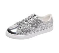 VBEDKDEB Zapatillas deportivas para mujer, zapatillas de correr, zapatillas deportivas, monocolor, cadena de vamp, plataforma decorativa, zapatos casuales, zapatillas para mujer, color azul, plata, 37